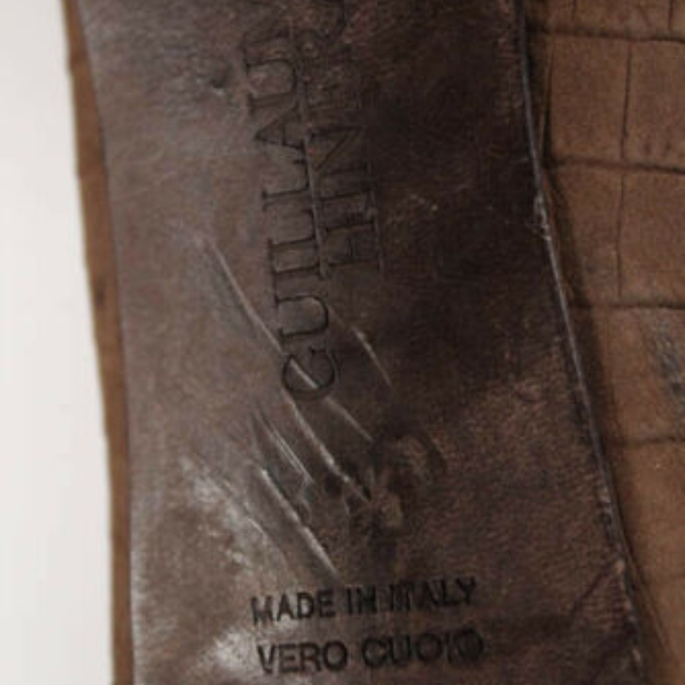 Guillaume Hinfray Embossed Kitten Heels 8.5 peep - Picture 6 of 6